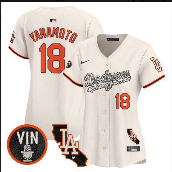 Women Los Angeles Dodgers 18 Yamamoto 2025 cream Limited Stitched Jersey